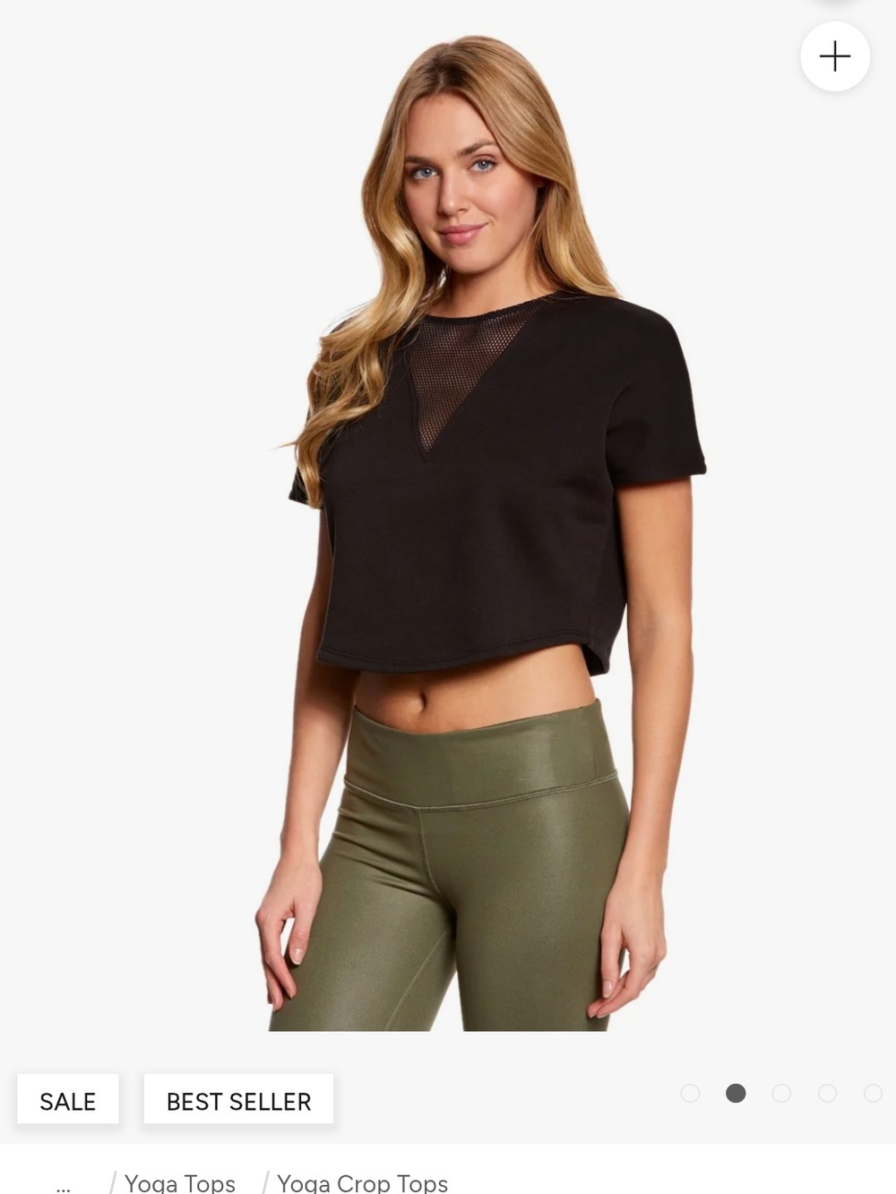 ALO Yoga viva Short Sleeve Crop Top with Mesh V-Insert